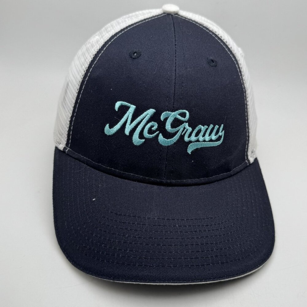 McGraw Embroidered Trucker Hat Men's Navy Blue White Mesh Adjustable Snapback